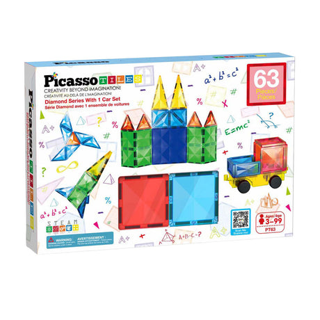 Tactique de tuiles Picasso - jouets de construction - tuiles magnétiques - tuiles magnétiques - ensemble série diamant : 63 pièces