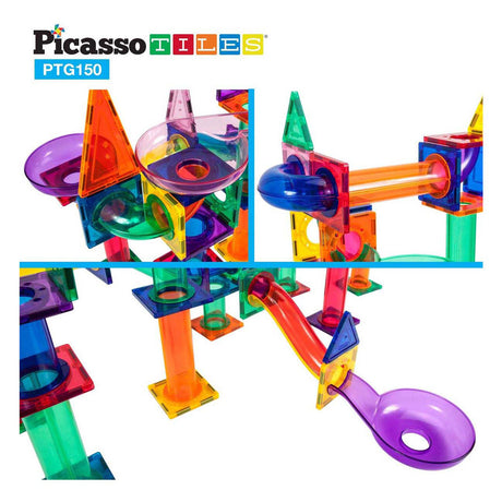 Circuit à billes Selecta picassotiles - carreaux de construction magnétiques, 150 pcs.
