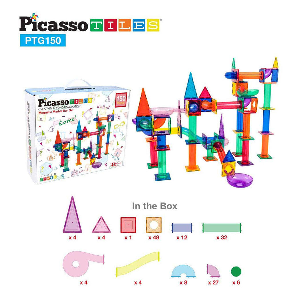 Circuit à billes Selecta picassotiles - carreaux de construction magnétiques, 150 pcs.