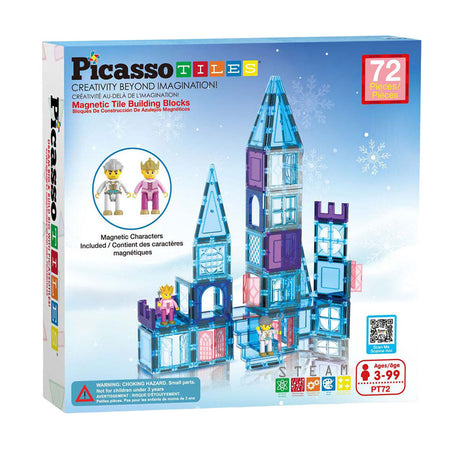 Tactique de tuiles Picasso - jouets de construction - tuiles magnétiques - tuiles magnétiques - thème hivernal - jouets à tige - jouets de construction créatifs - 72 pièces - à partir de 3 ans
