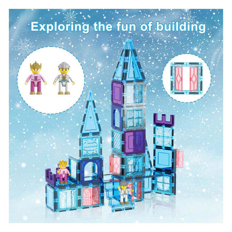 Tactique de tuiles Picasso - jouets de construction - tuiles magnétiques - tuiles magnétiques - thème hivernal - jouets à tige - jouets de construction créatifs - 72 pièces - à partir de 3 ans