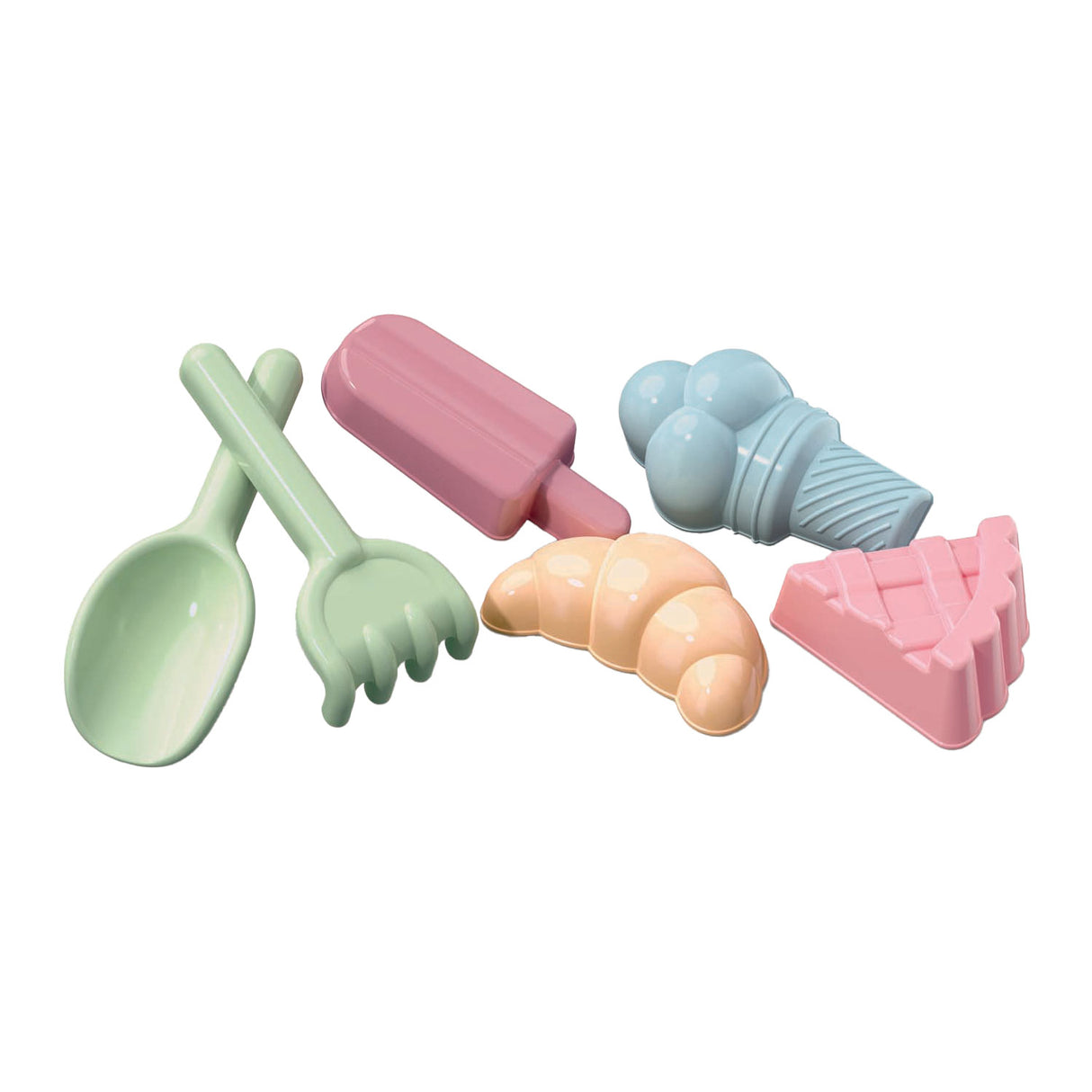 Moules à sable pour délices Androni avec pelle et râteau, 6 pcs.