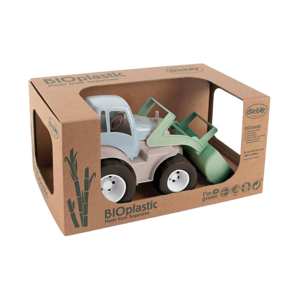 Tracteur Dantoy avec chargeur frontal vert bleu, 30cm