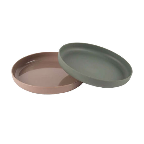Service d'assiettes Dantoy vert olive moka, 2 pièces.