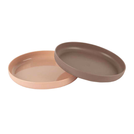 Ensemble d'assiettes bébé Dantoy bioplastique sable moka 2 pièces durable.