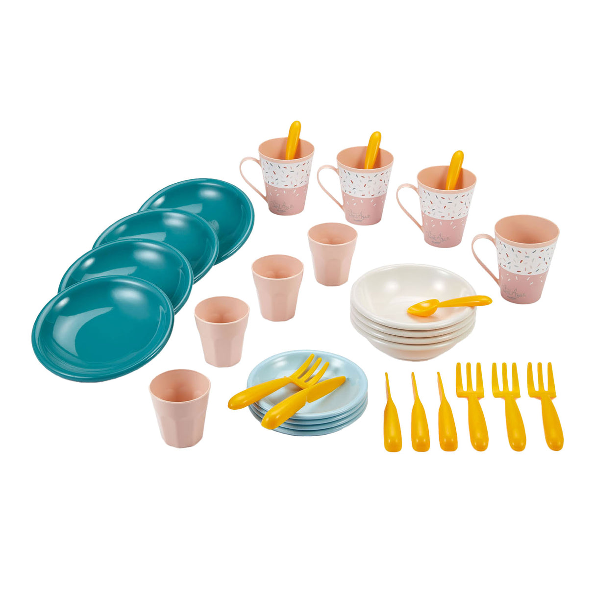 Ecoiffier Picnic Play Set s kartonskim košarico za piknik, 32dlg.