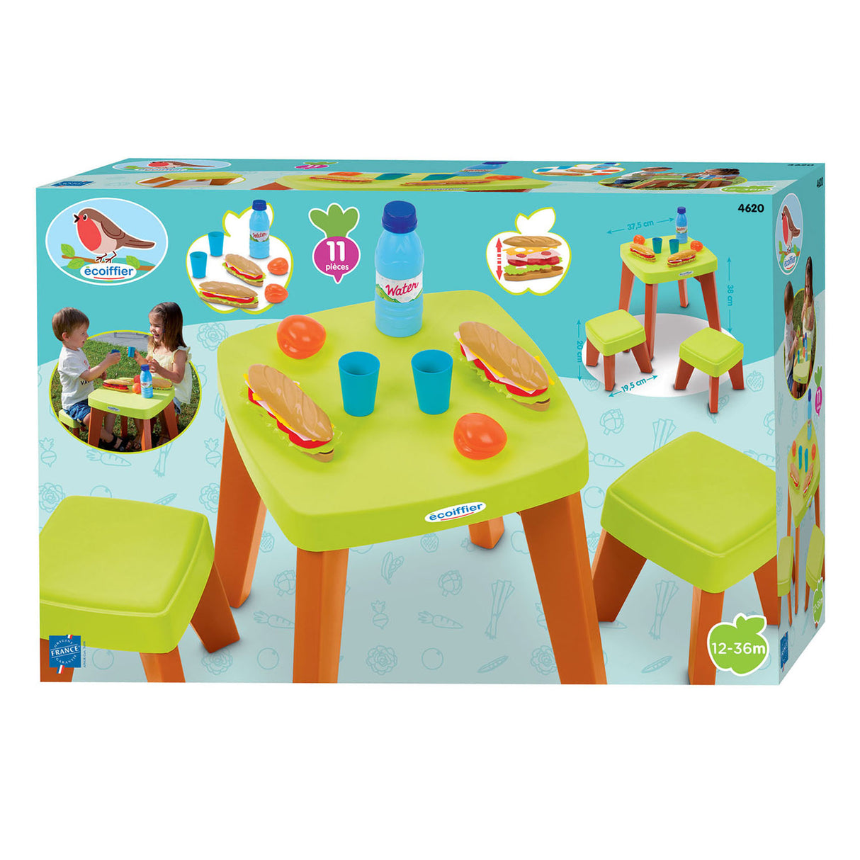 Ensemble de jeu de table de pique-nique Ecoiffier Ecoiffier - 10 pièces.