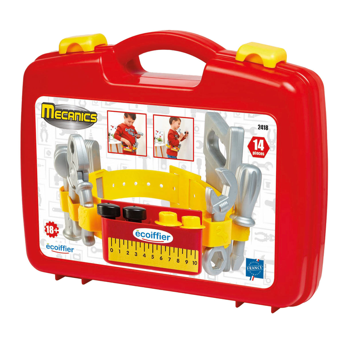 Ceinture à outils Ecoiffier en coffret avec accessoires, 14 pcs.
