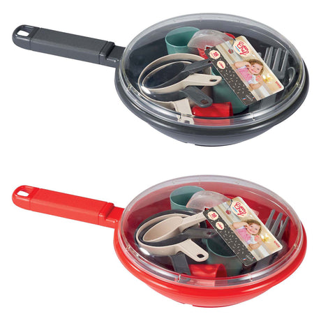 Vaisselle et couverts de chef Ecoiffier 100% en poêle, 19 pièces.