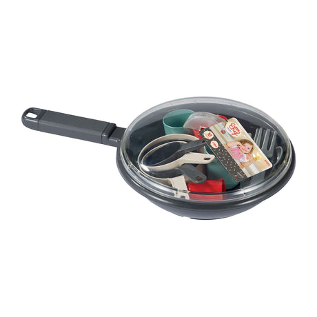 Vaisselle et couverts de chef Ecoiffier 100% en poêle, 19 pièces.