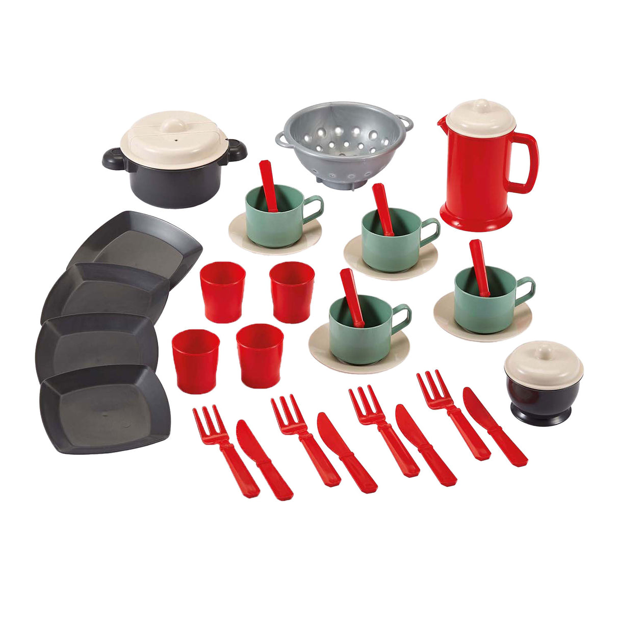 Ecoiffier 100% chef Eet set with pans, 35dlg.