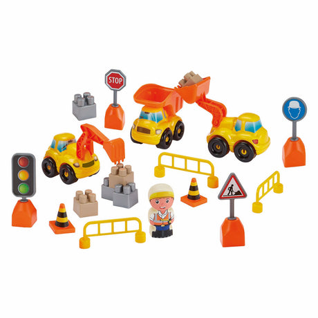 Mallette Abrick avec véhicules de construction - 43 pcs.