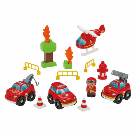 Valise Abrick avec camions de pompiers - 40 pcs.