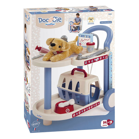 Chariot vétérinaire Ecoiffier doc cie avec chien - 14 pcs.
