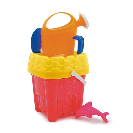 Ensemble seau Adriatique château 18x18cm avec arrosoir, pelle, râteau et moule