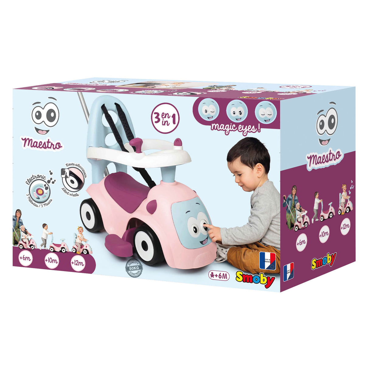 Smoby Maestro Ride sur la voiture de marche rose