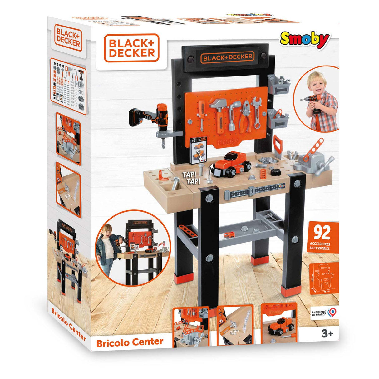 Smoby black decker bricolo speelgoedwerkbank, 92dlg.