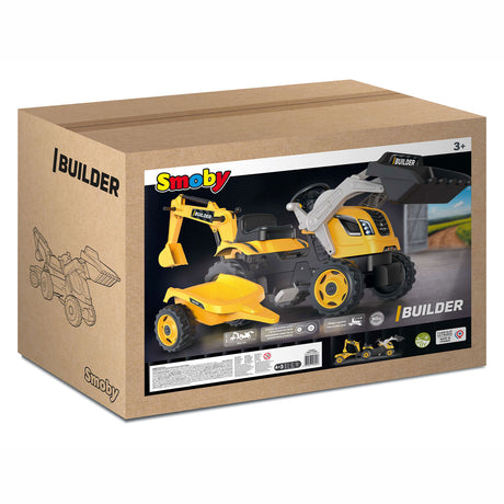 Smoby Builder Max Excavator Tracteur avec remorque jaune