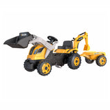 Smoby Builder Max Excavator Tractor con remolque amarillo