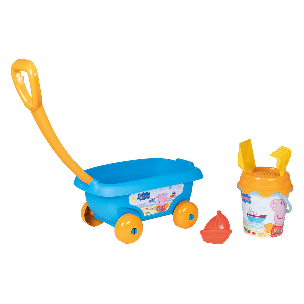 Smoby strandset peppa met bolderkar peppa pig, 5dlg.