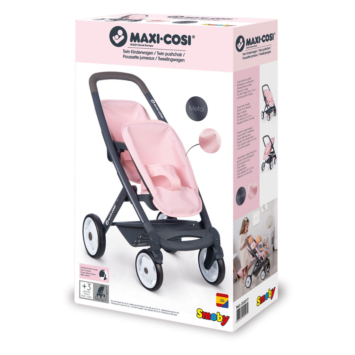 Fëmmert Maxi-Cosi Poppen Pram fir 2 Poppen