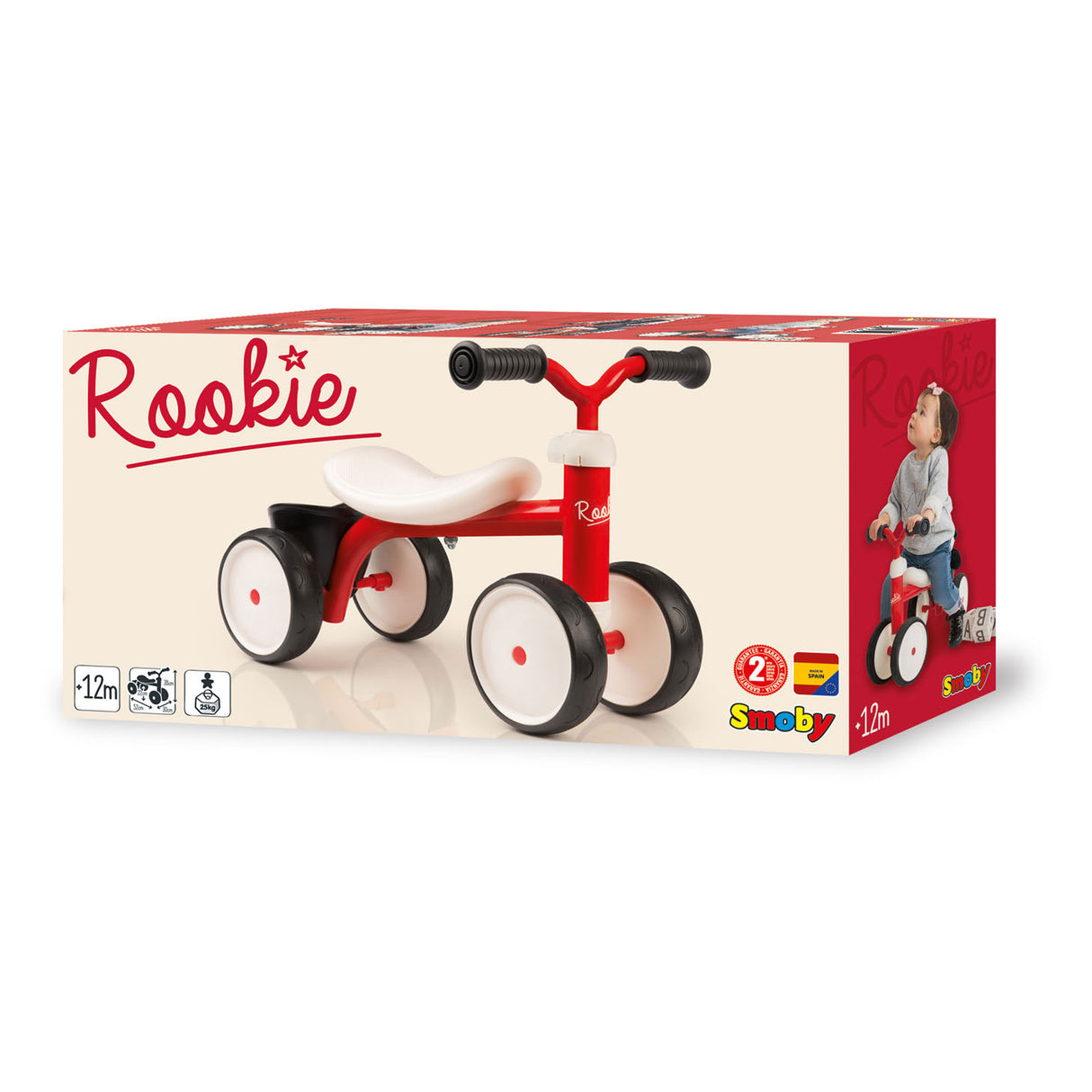 Smoby rookie ride-on walking bil rød