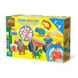 Ses creative - mon premier - méga set d'argile - outils et formes d'argile - argile sans gluten aux couleurs vives - ne sèche pas - thème ferme - avec rouleau à pâtisserie et marteau en bois