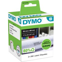 Dymo étiquettes étiqueteuse ft 89 x 36 mm, blanc (2x 260 pièces)