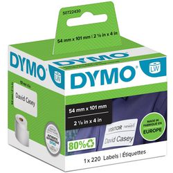 Dymo original labelwriter grandes étiquettes d’expédition cartes nominatives | 54 mm x 101 mm | 220 étiquettes autocollantes | noir sur noir | adapté aux imprimantes d'étiquettes labelwriter | fabriqué en europe