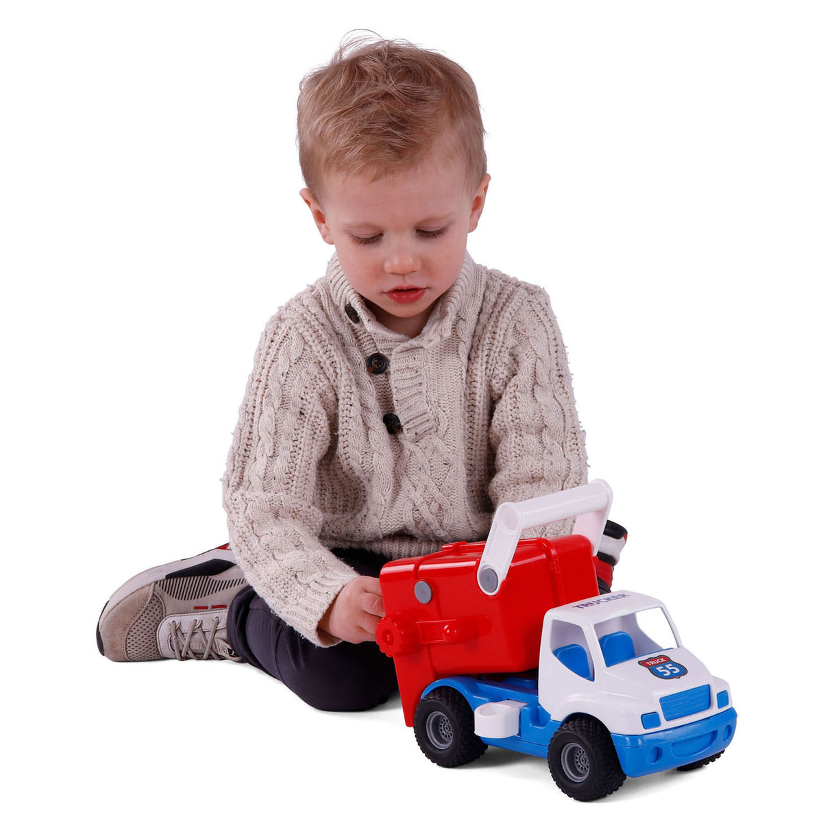 Cavallino toys cavallino grip vuilniswagen met rubberbanden, 29cm