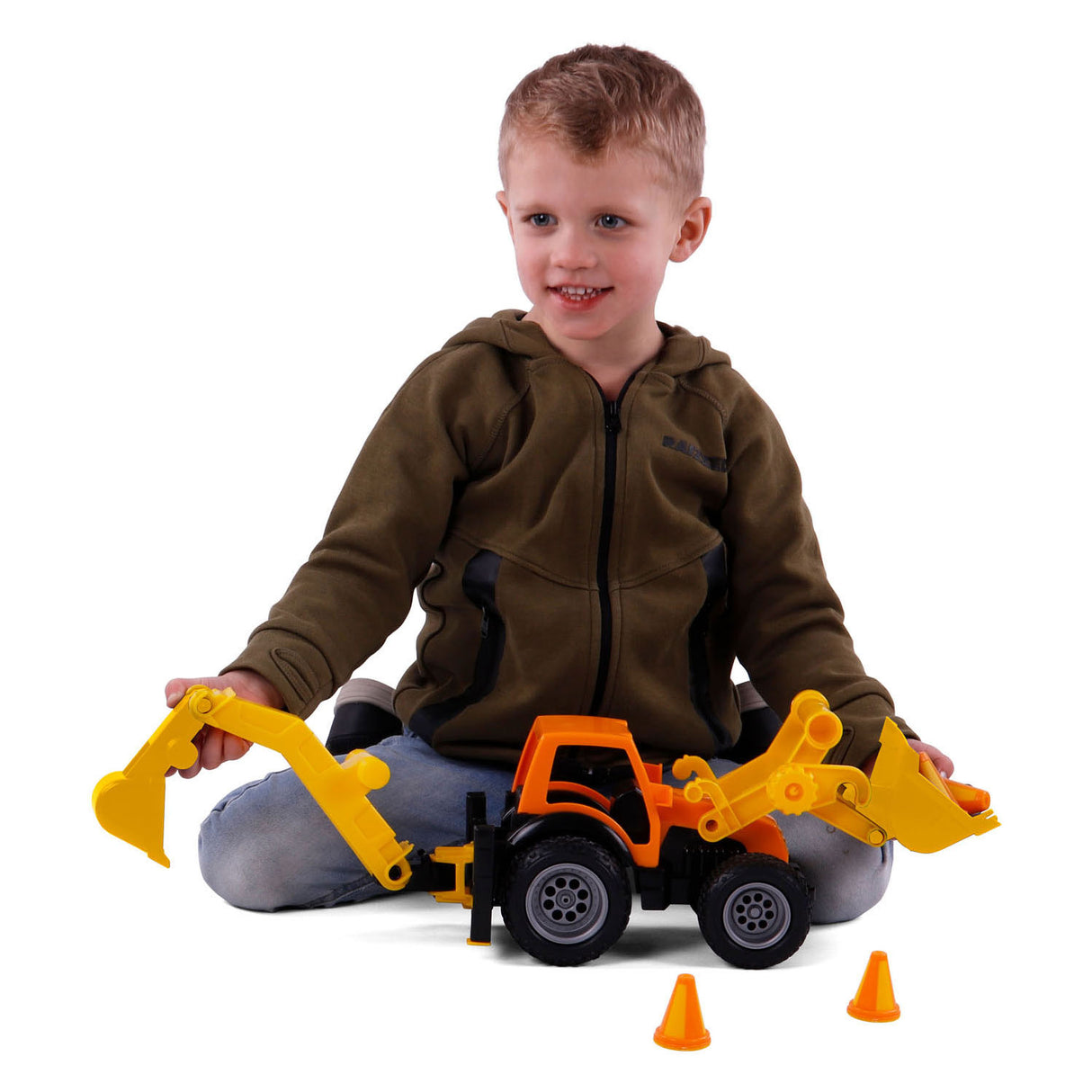 Cavallino Toys Cavallino Grip gravemaskin traktor med gummidekk, 38,5 cm