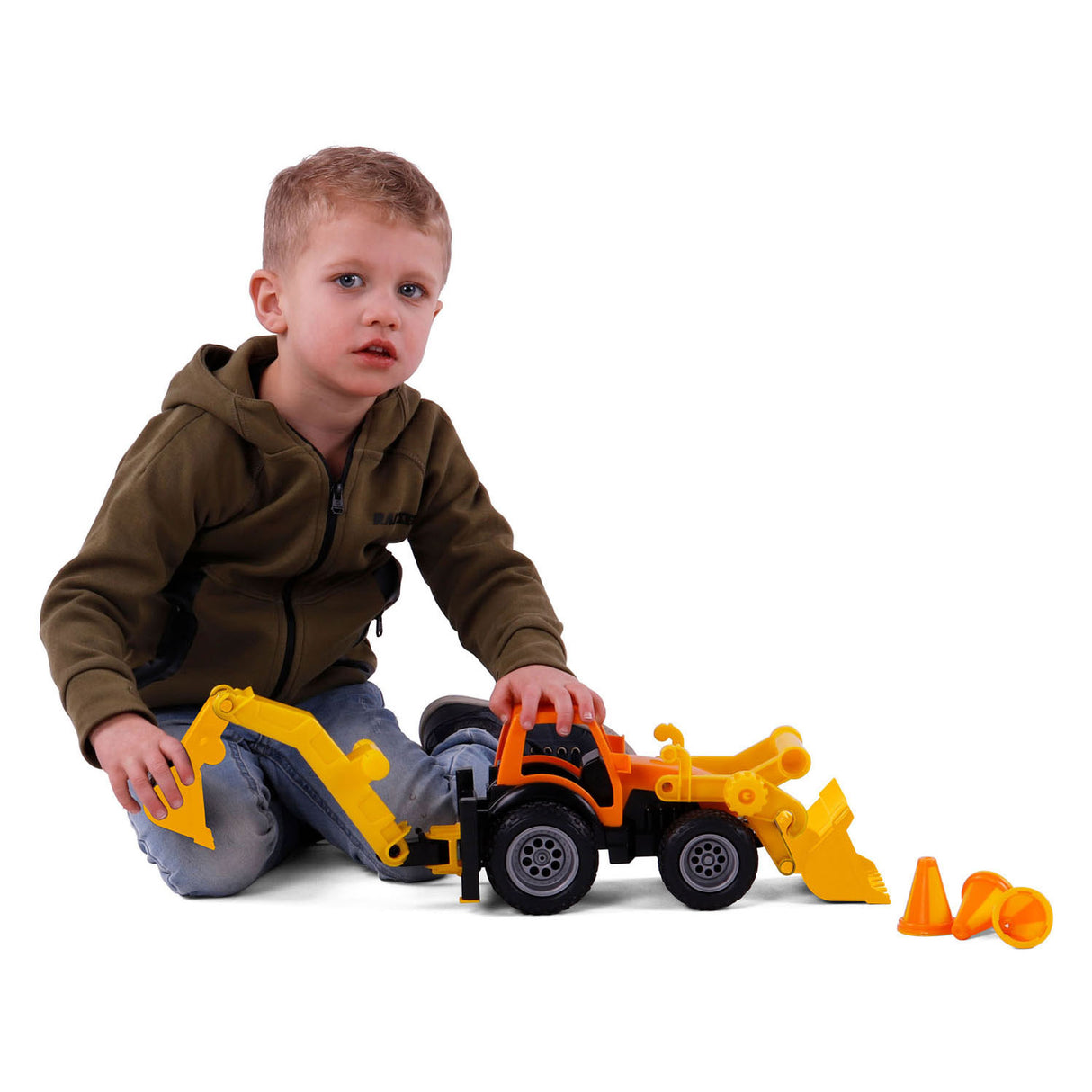 Cavallino toys cavallino grip graafmachine tractor met rubberbanden, 38,5cm