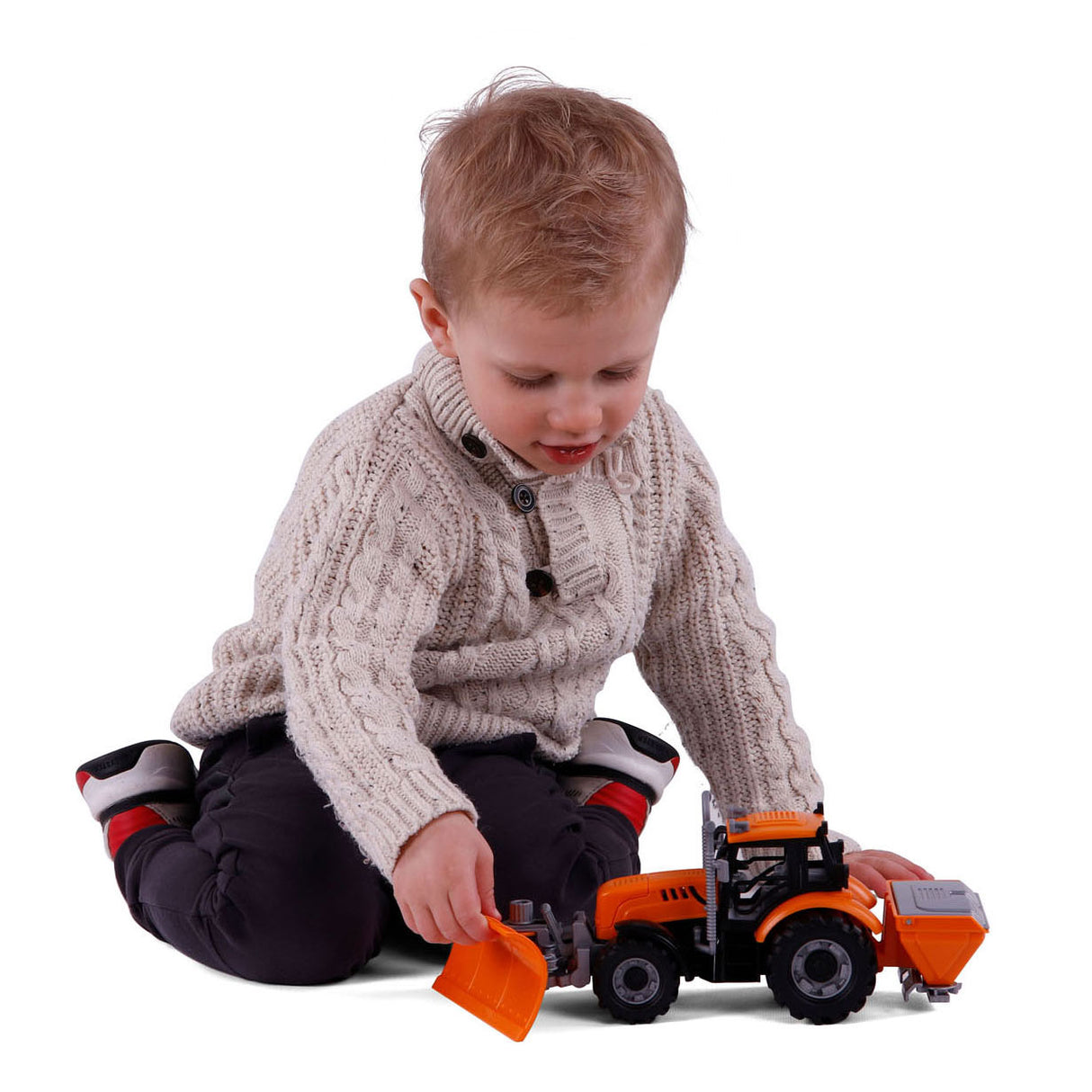 Cavallino toys cavallino tractor met sneeuw ploeg geel, schaal 1:32