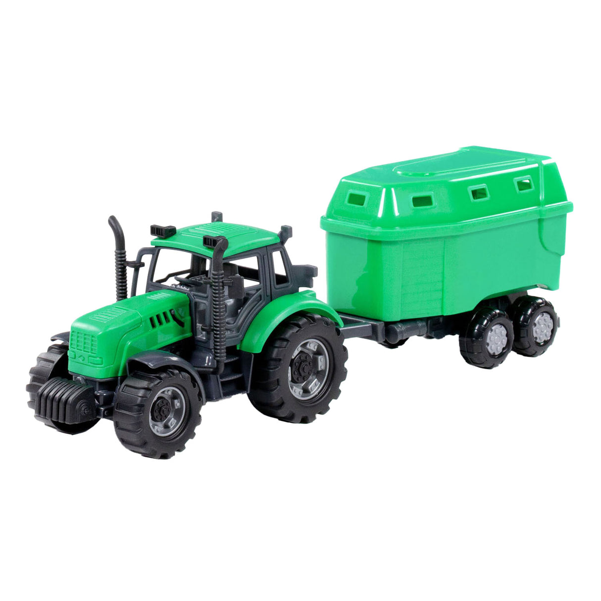 Cavallino toys cavallino tractor met paardentrailer groen, schaal 1:32