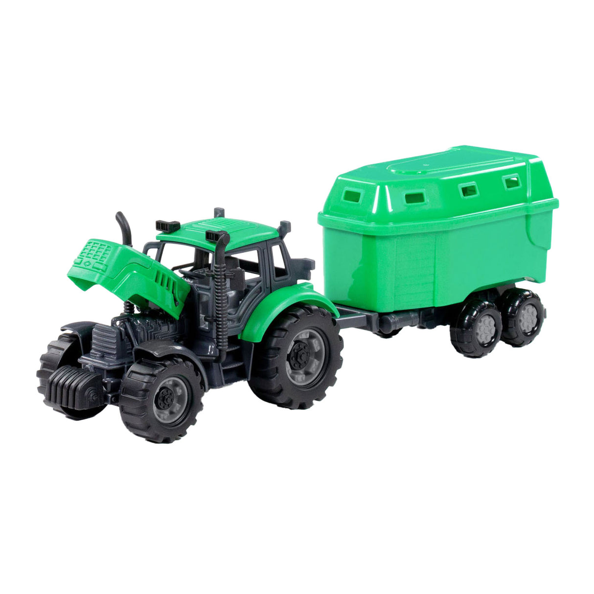 Cavallino Toys Cavallino Traktor mit Pferdeanhänger grün, Skala 1:32