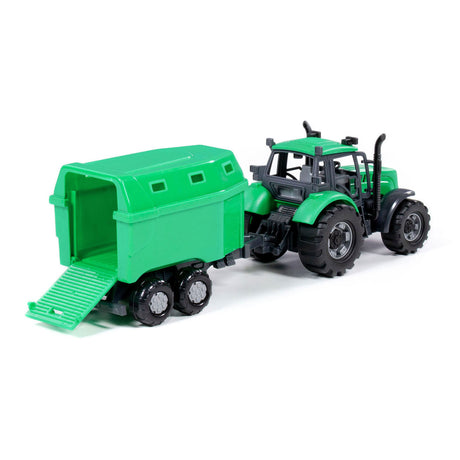 Tracteur Cavallino avec remorque de cheval vert, échelle 1:32