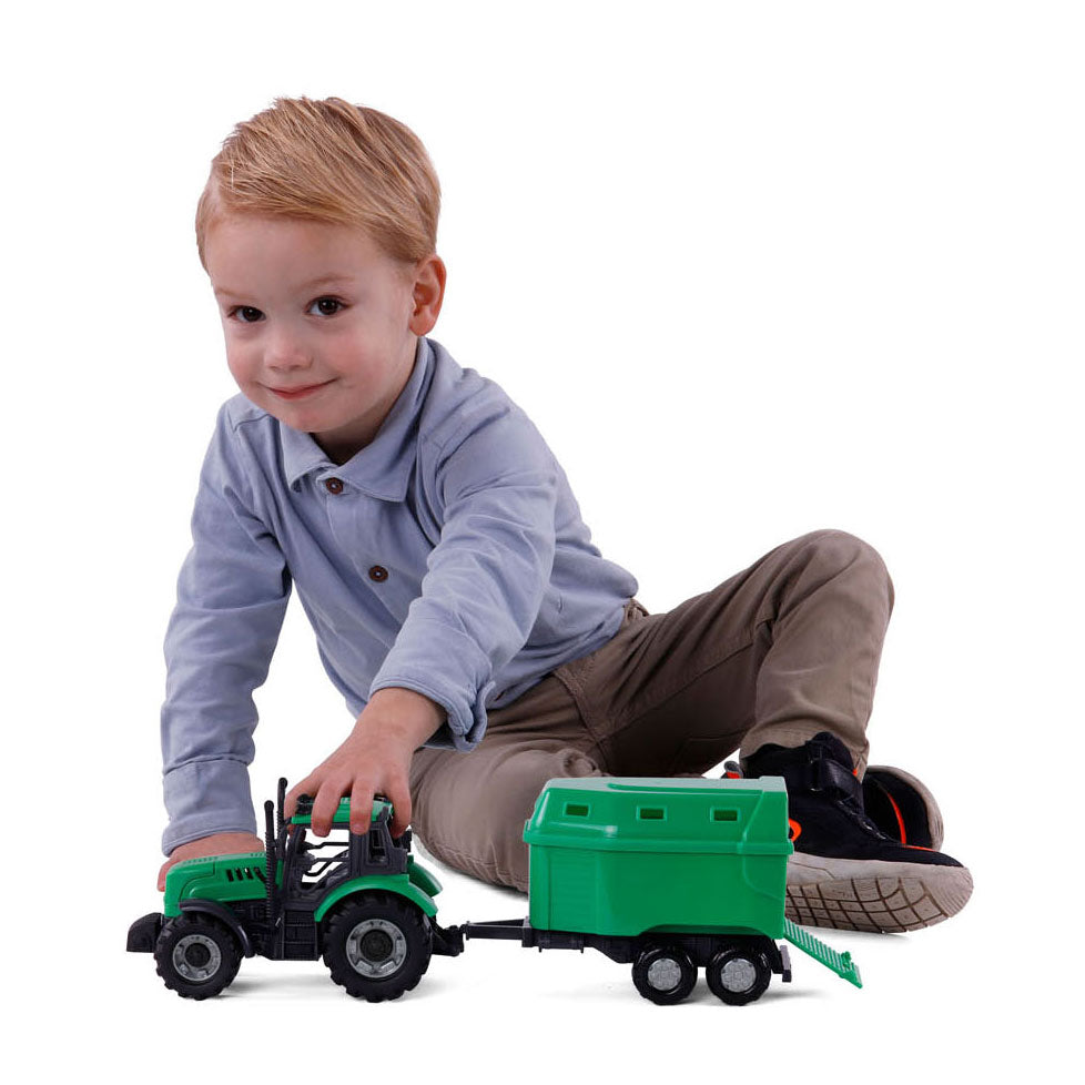 Tracteur Cavallino avec remorque de cheval vert, échelle 1:32