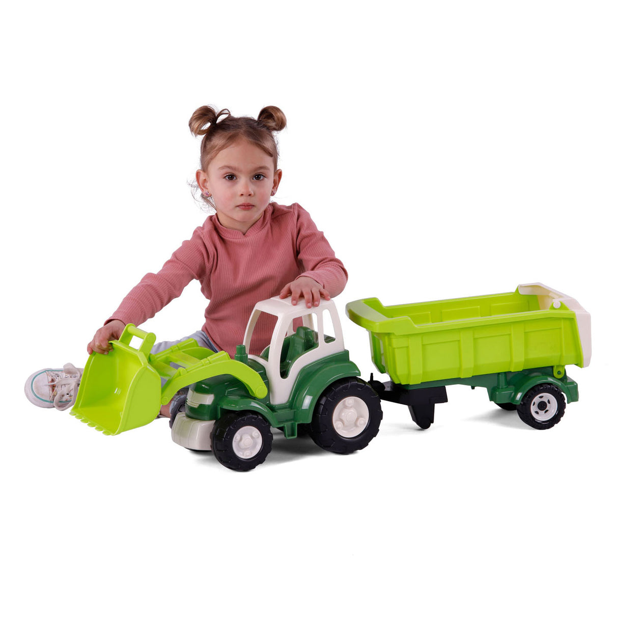 Cavallino Toys Cavallino XL Tractor verde con remolque de inclinación, 86.5 cm