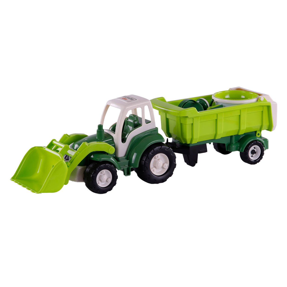 Cavallino XL Tracteur vert avec remorque d'inclinaison et ensemble de seau, 9dlg.