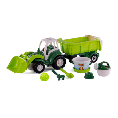 Cavallino XL Tracteur vert avec remorque d'inclinaison et ensemble de seau, 9dlg.
