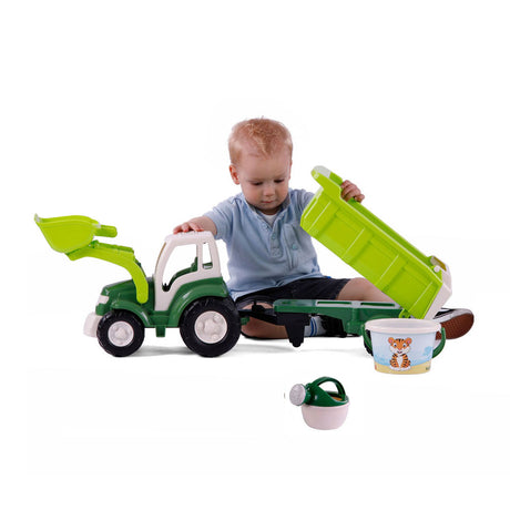 Cavallino XL Tracteur vert avec remorque d'inclinaison et ensemble de seau, 9dlg.