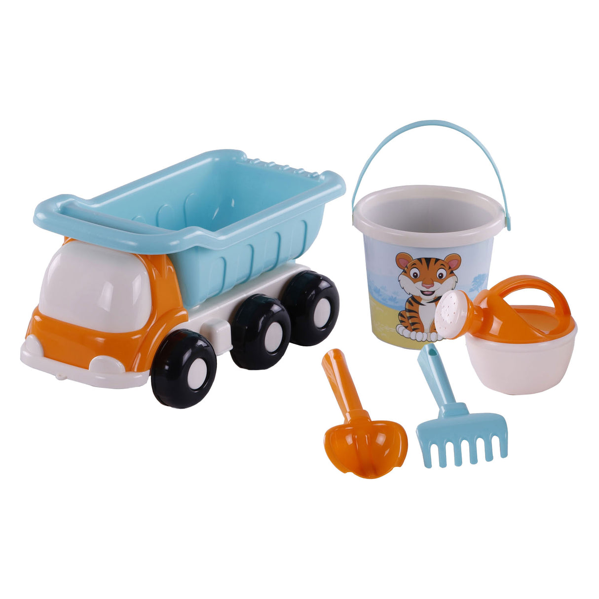 Cavallino Strand Kiepwagen avec seau set bleu, 5dlg.