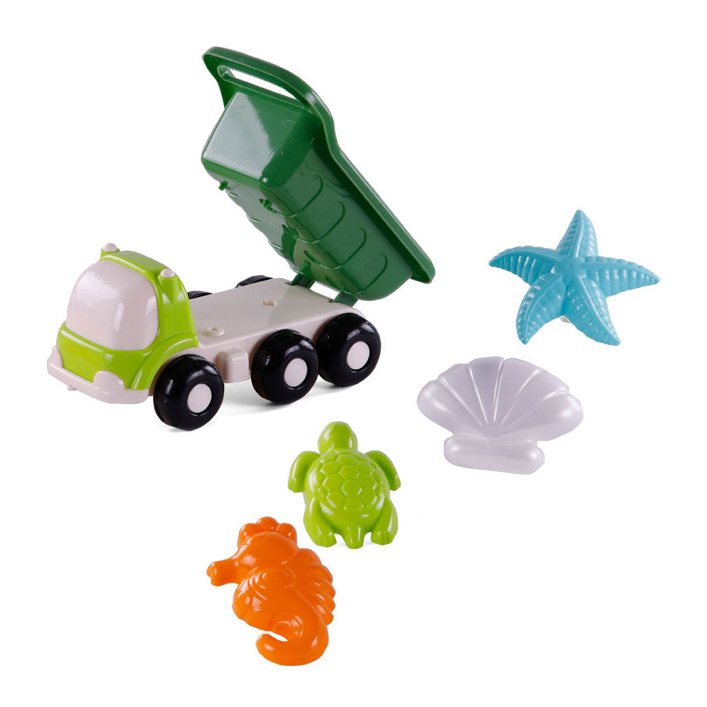 Toys Cavallino Cavallino Beach Kiepwagen avec 4 formes de sable vert