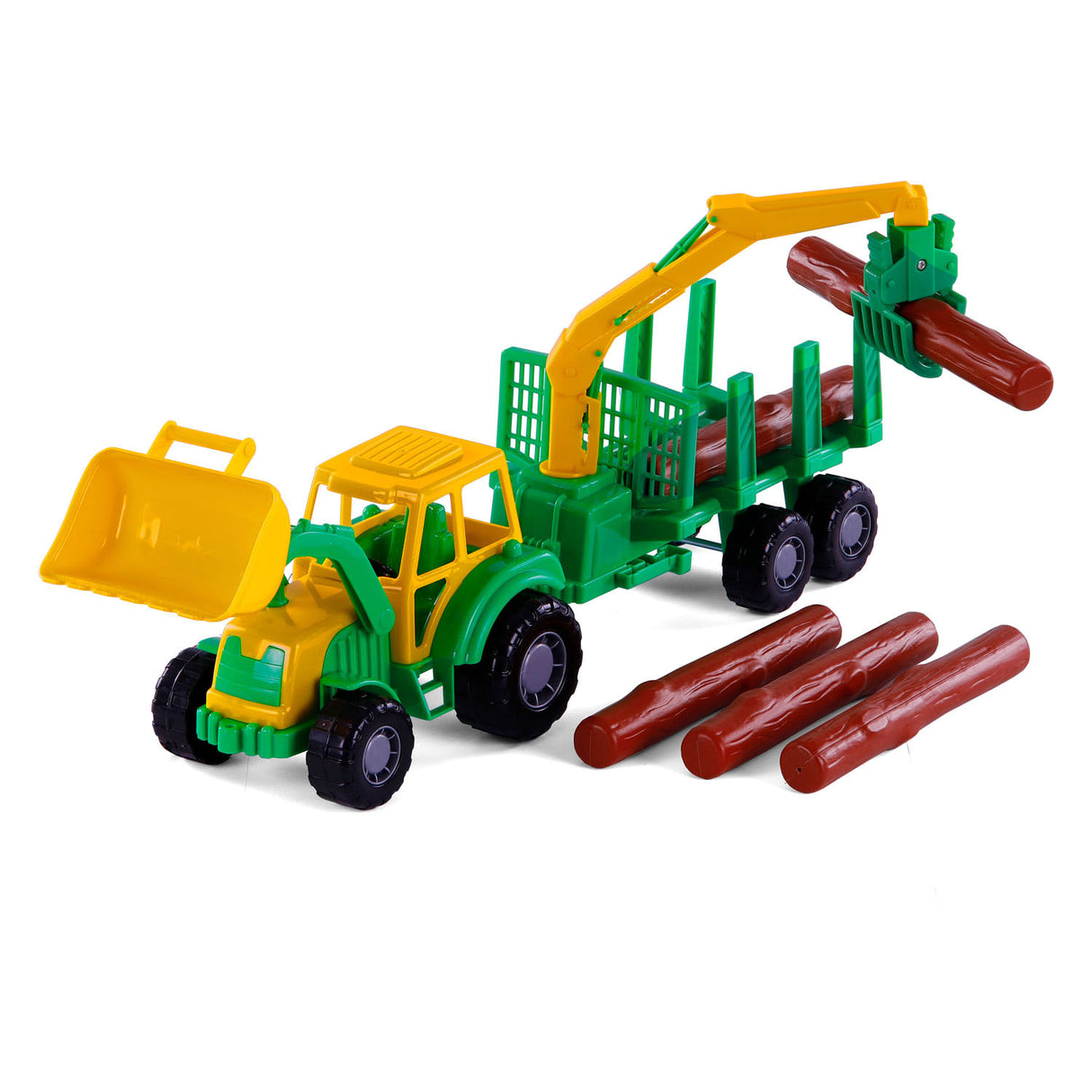 Cavallino Toys Cavallino Junior Tractor con rimorchio di rubinetto e legno, 46 ​​cm