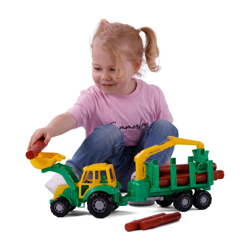 Cavallino Toys Cavallino Junior Tractor s prikolico in lesom, 46 cm