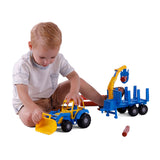 Cavallino Toys Cavallino Junior Traktor mit Tippanhänger und Holz, 46 cm