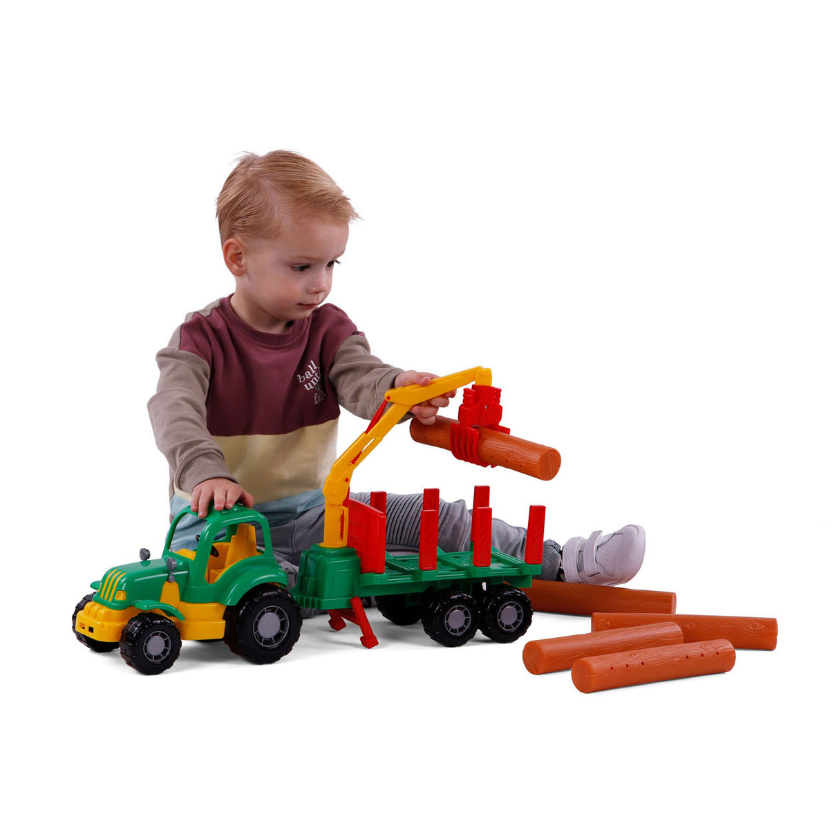 Cavallino Toys Classic Tractor s prikolico in lesom, 61 cm