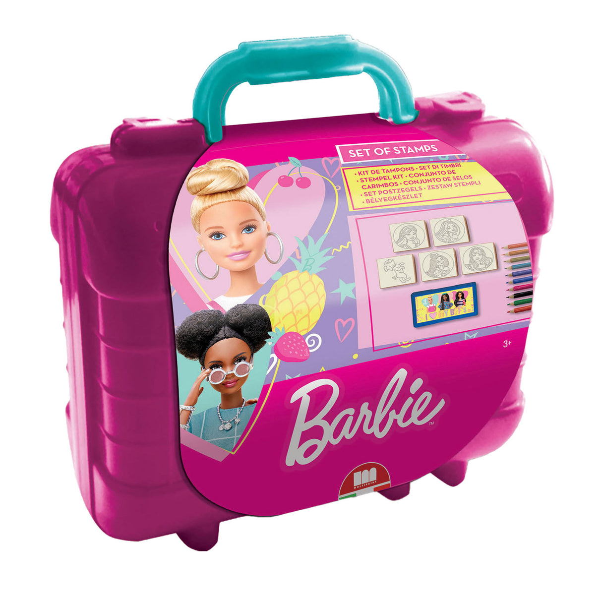 Étui d'estampage et de coloriage de voyage créatif Barbie Multiprint pour enfants.