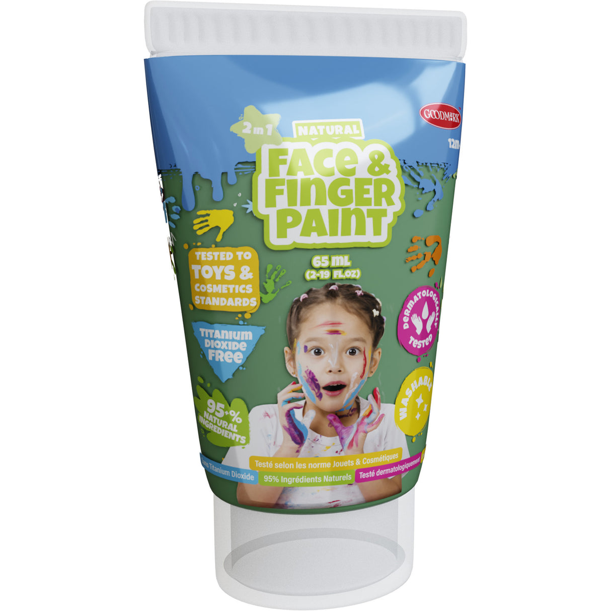 Tube de peinture au doigt naturel pour le visage Boti - vert, 65ml