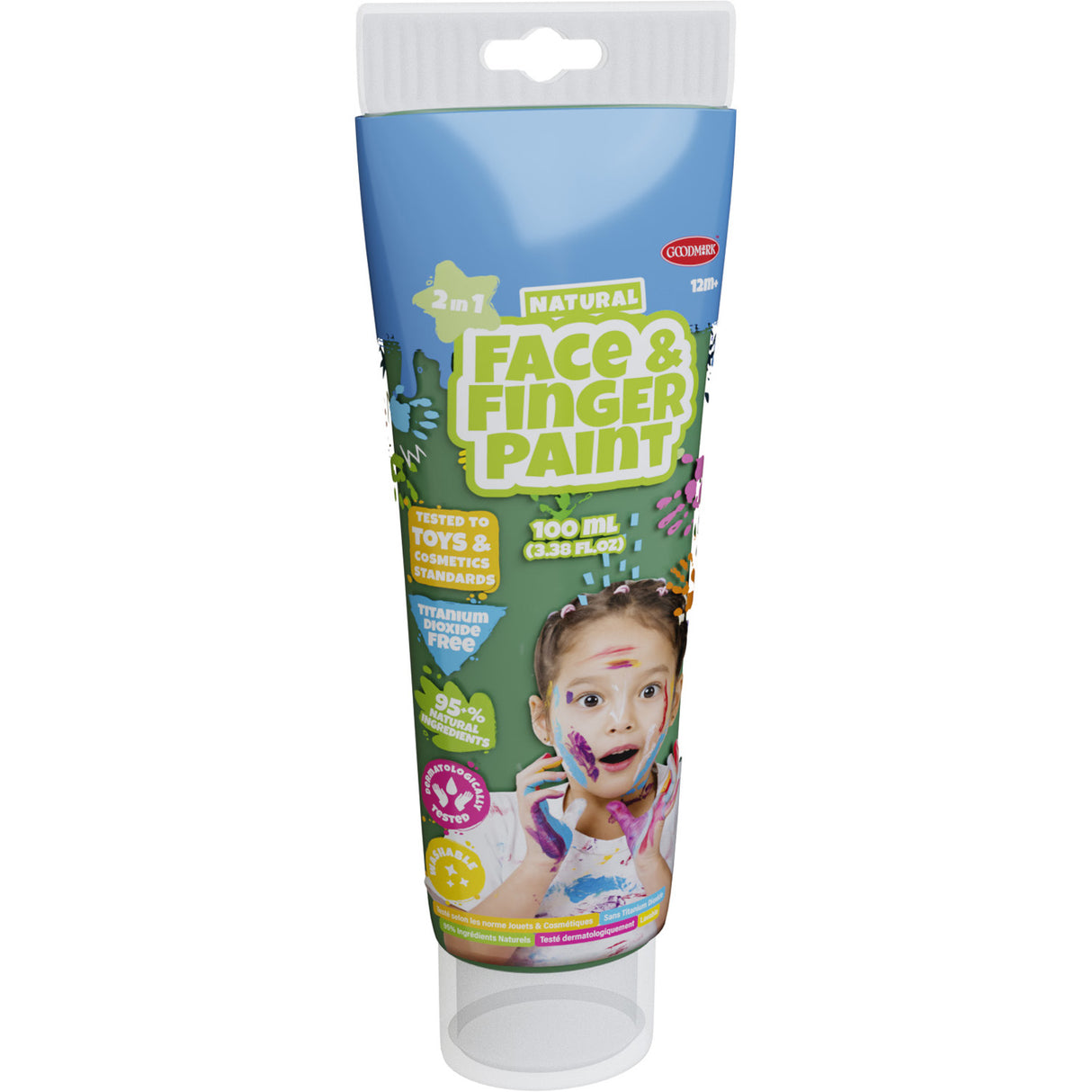Tube de peinture au doigt naturel Boti pour le visage - vert, 100ml